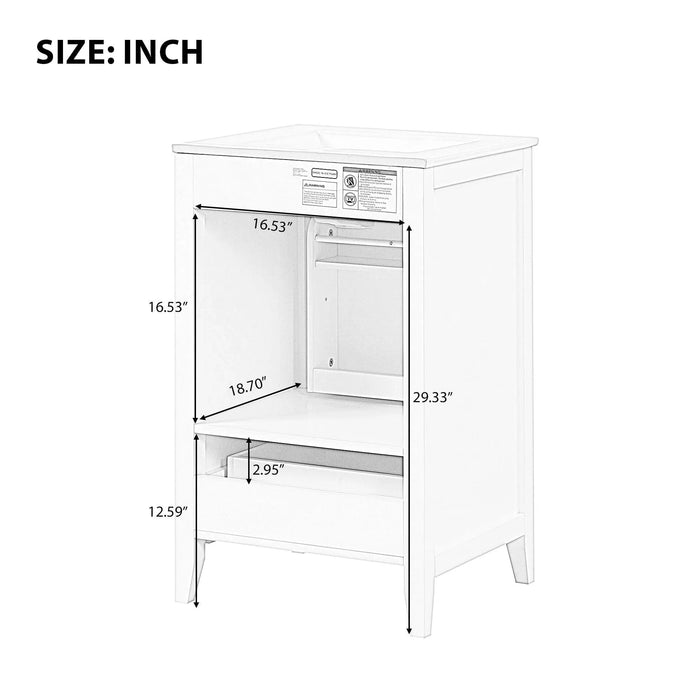 20' Bathroom Vanity with Sink, Bathroom Cabinet with Soft Closing Door, Storage Rack and A Drawer, White Default -DTYStore