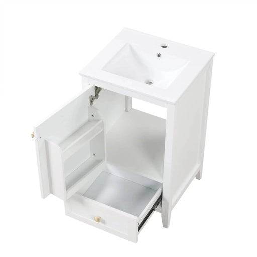 20' Bathroom Vanity with Sink, Bathroom Cabinet with Soft Closing Door, Storage Rack and A Drawer, White Default -DTYStore