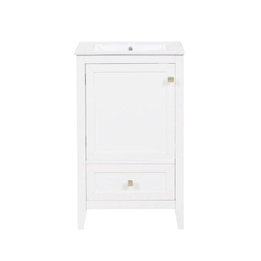 20' Bathroom Vanity with Sink, Bathroom Cabinet with Soft Closing Door, Storage Rack and A Drawer, White Default -DTYStore