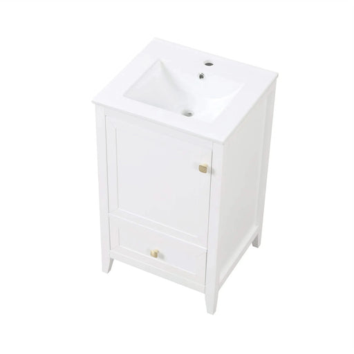 20' Bathroom Vanity with Sink, Bathroom Cabinet with Soft Closing Door, Storage Rack and A Drawer, White Default -DTYStore