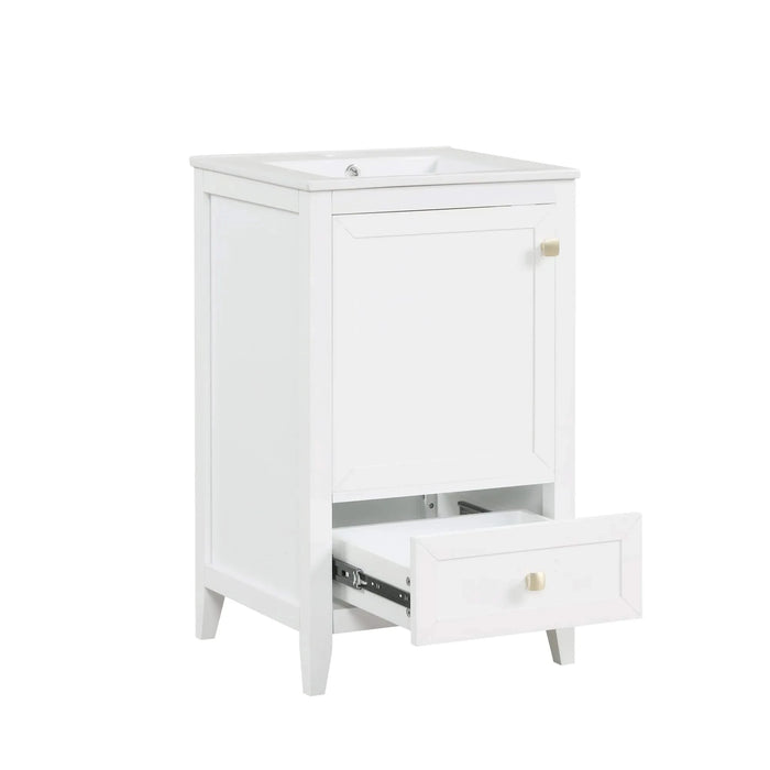 20' Bathroom Vanity with Sink, Bathroom Cabinet with Soft Closing Door, Storage Rack and A Drawer, White Default -DTYStore