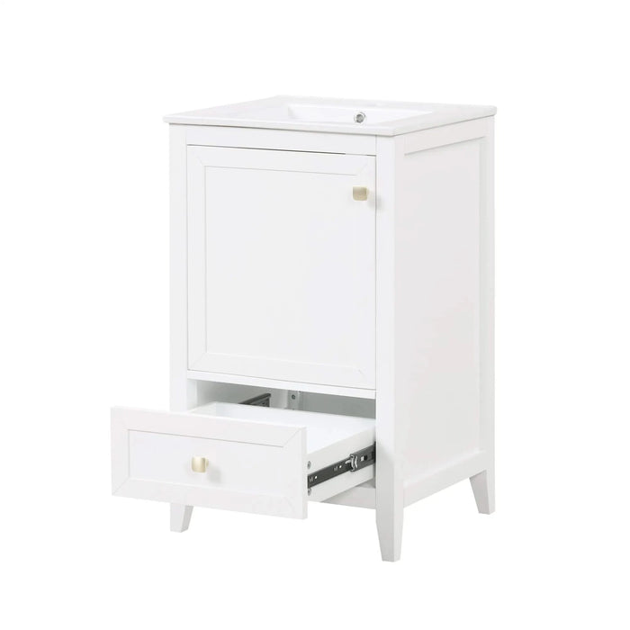 20' Bathroom Vanity with Sink, Bathroom Cabinet with Soft Closing Door, Storage Rack and A Drawer, White Default -DTYStore