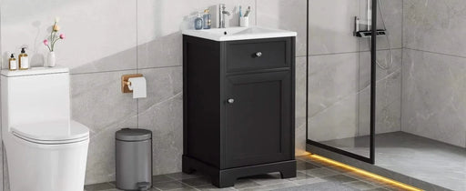 20' Bathroom Vanity with Sink, Bathroom Cabinet with Soft Closing Door, Storage Rack and Adjustable Shelve, Black Default -DTYStore