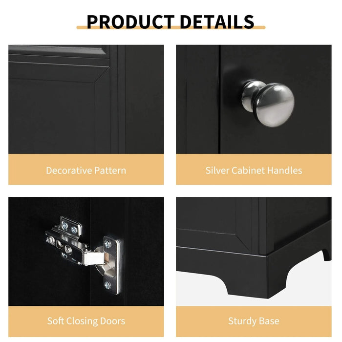 20' Bathroom Vanity with Sink, Bathroom Cabinet with Soft Closing Door, Storage Rack and Adjustable Shelve, Black Default -DTYStore