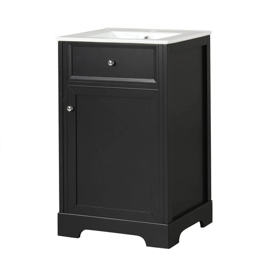 20' Bathroom Vanity with Sink, Bathroom Cabinet with Soft Closing Door, Storage Rack and Adjustable Shelve, Black Default -DTYStore