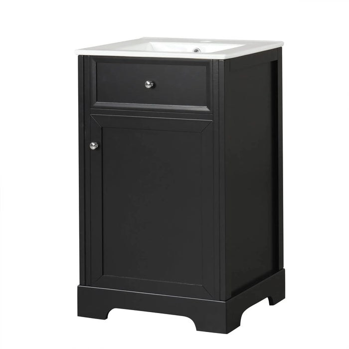 20' Bathroom Vanity with Sink, Bathroom Cabinet with Soft Closing Door, Storage Rack and Adjustable Shelve, Black Default -DTYStore