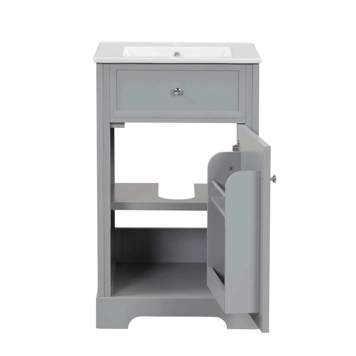 20' Bathroom Vanity with Sink, Bathroom Cabinet with Soft Closing Door, Storage Rack and Adjustable Shelve, Grey Default -DTYStore