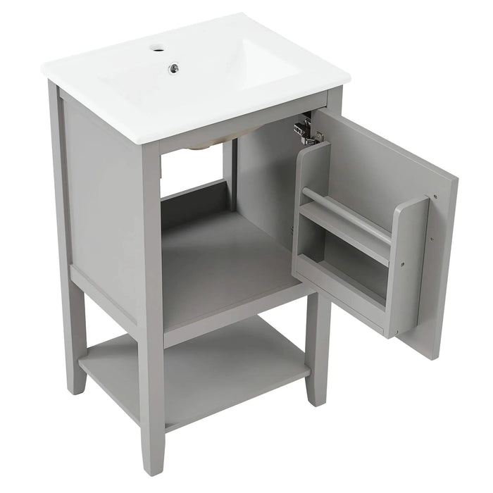20' Bathroom Vanity with Sink, Bathroom Cabinet with Soft Closing Door, Storage Rack and Open Shelf, Grey(Old SKU:WF308492AAE) Default -DTYStore