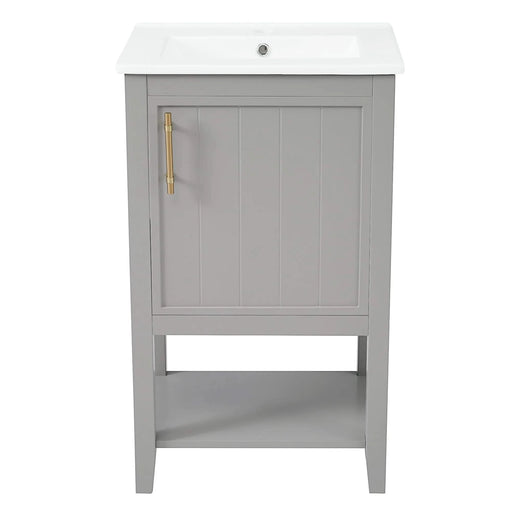20' Bathroom Vanity with Sink, Bathroom Cabinet with Soft Closing Door, Storage Rack and Open Shelf, Grey(Old SKU:WF308492AAE) Default -DTYStore