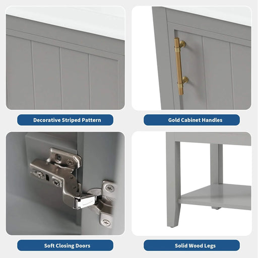 20' Bathroom Vanity with Sink, Bathroom Cabinet with Soft Closing Door, Storage Rack and Open Shelf, Grey(Old SKU:WF308492AAE) Default -DTYStore