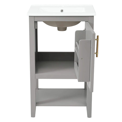 20' Bathroom Vanity with Sink, Bathroom Cabinet with Soft Closing Door, Storage Rack and Open Shelf, Grey(Old SKU:WF308492AAE) Default -DTYStore