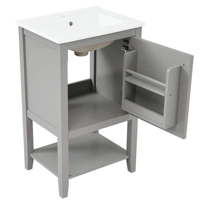 20' Bathroom Vanity with Sink, Bathroom Cabinet with Soft Closing Door, Storage Rack and Open Shelf, Grey(Old SKU:WF308492AAE) Default -DTYStore