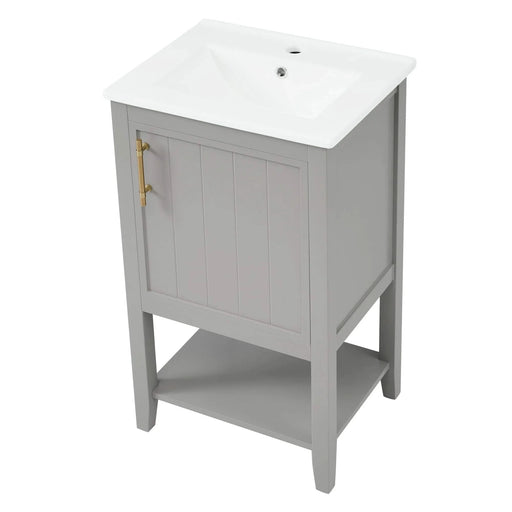 20' Bathroom Vanity with Sink, Bathroom Cabinet with Soft Closing Door, Storage Rack and Open Shelf, Grey(Old SKU:WF308492AAE) Default -DTYStore