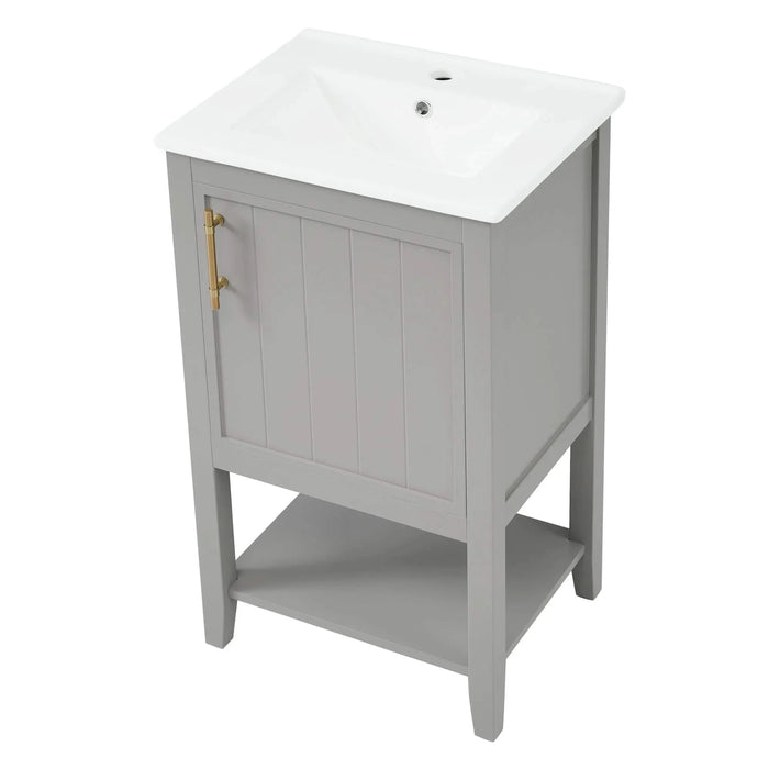 20' Bathroom Vanity with Sink, Bathroom Cabinet with Soft Closing Door, Storage Rack and Open Shelf, Grey(Old SKU:WF308492AAE) Default -DTYStore