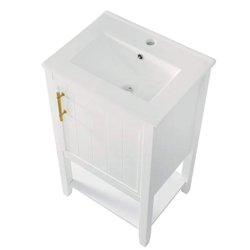20' Bathroom Vanity with Sink, Bathroom Cabinet with Soft Closing Door, Storage Rack and Open Shelf, White(Old SKU:WF308492AAK) Default -DTYStore