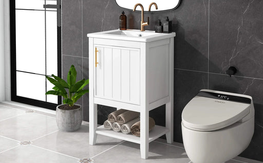 20' Bathroom Vanity with Sink, Bathroom Cabinet with Soft Closing Door, Storage Rack and Open Shelf, White(Old SKU:WF308492AAK) Default -DTYStore