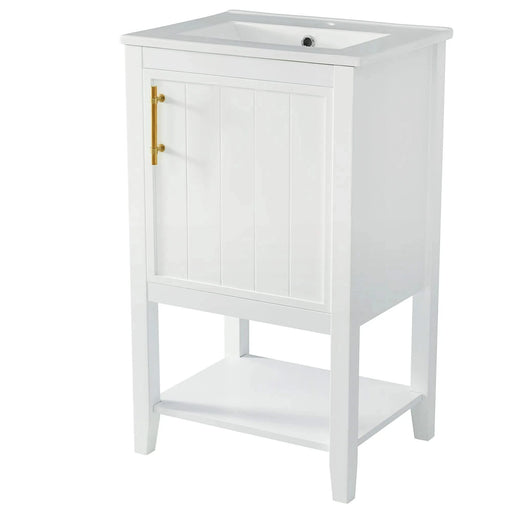 20' Bathroom Vanity with Sink, Bathroom Cabinet with Soft Closing Door, Storage Rack and Open Shelf, White(Old SKU:WF308492AAK) Default -DTYStore
