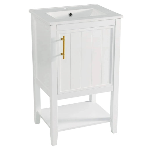 20' Bathroom Vanity with Sink, Bathroom Cabinet with Soft Closing Door, Storage Rack and Open Shelf, White(Old SKU:WF308492AAK) Default -DTYStore