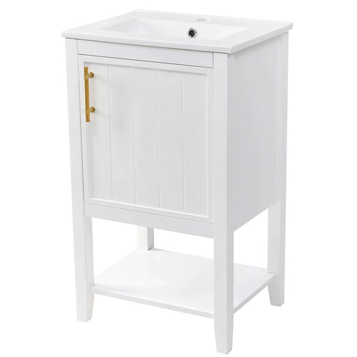 20' Bathroom Vanity with Sink, Bathroom Cabinet with Soft Closing Door, Storage Rack and Open Shelf, White(Old SKU:WF308492AAK) Default -DTYStore