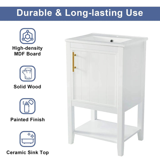 20' Bathroom Vanity with Sink, Bathroom Cabinet with Soft Closing Door, Storage Rack and Open Shelf, White(Old SKU:WF308492AAK) Default -DTYStore