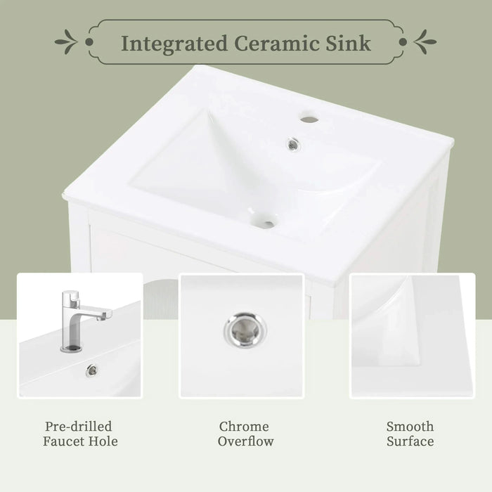 20' Bathroom Vanity with Sink, Bathroom Cabinet with Soft Closing Glass Door, A Drawer, White Default -DTYStore