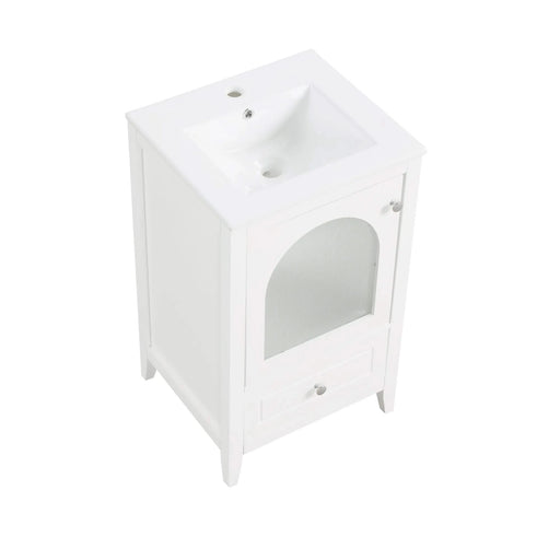 20' Bathroom Vanity with Sink, Bathroom Cabinet with Soft Closing Glass Door, A Drawer, White Default -DTYStore