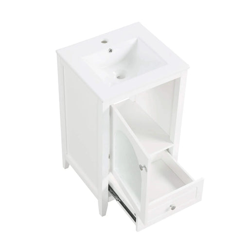 20' Bathroom Vanity with Sink, Bathroom Cabinet with Soft Closing Glass Door, A Drawer, White Default -DTYStore