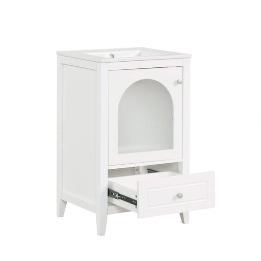 20' Bathroom Vanity with Sink, Bathroom Cabinet with Soft Closing Glass Door, A Drawer, White Default -DTYStore
