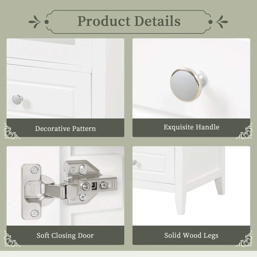 20' Bathroom Vanity with Sink, Bathroom Cabinet with Soft Closing Glass Door, A Drawer, White Default -DTYStore