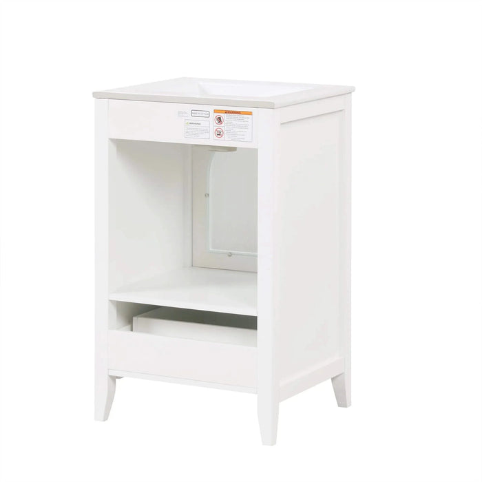20' Bathroom Vanity with Sink, Bathroom Cabinet with Soft Closing Glass Door, A Drawer, White Default -DTYStore