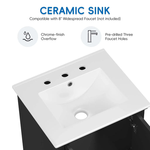 20' Bathroom Vanity with Sink, Bathroom Cabinet with Two Doors, Magnetic Door Stopper and Adiustable Foot Pads, A Drawer, Black Default -DTYStore