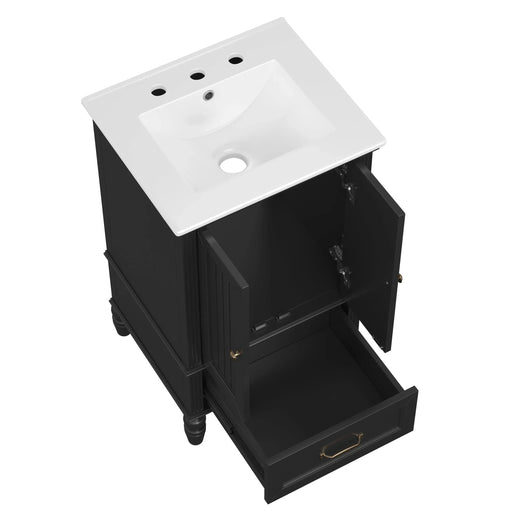 20' Bathroom Vanity with Sink, Bathroom Cabinet with Two Doors, Magnetic Door Stopper and Adiustable Foot Pads, A Drawer, Black Default -DTYStore