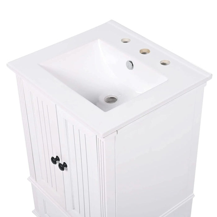 20' Bathroom Vanity with Sink, Bathroom Cabinet with Two Doors, Magnetic Door Stopper and Adiustable Foot Pads, A Drawer, White Default -DTYStore