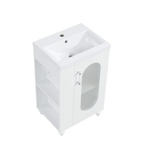 20' Bathroom Vanity with Sink, Bathroom Vanity Cabinet with Two-tier Shelf, Adjustable Shelf, Solid Wood and MDF, White(Old Sku:WF322518AAK) Default -DTYStore