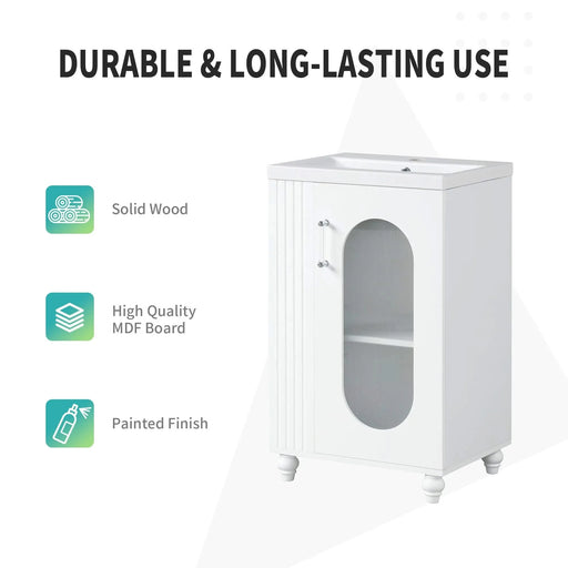 20' Bathroom Vanity with Sink, Bathroom Vanity Cabinet with Two-tier Shelf, Adjustable Shelf, Solid Wood and MDF, White(Old Sku:WF322518AAK) Default -DTYStore