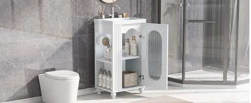 20' Bathroom Vanity with Sink, Bathroom Vanity Cabinet with Two-tier Shelf, Adjustable Shelf, Solid Wood and MDF, White(Old Sku:WF322518AAK) Default -DTYStore