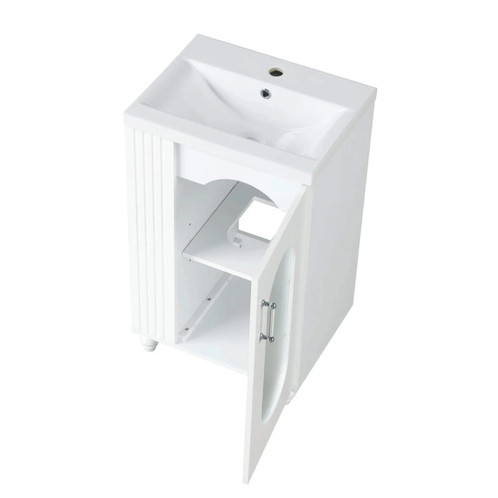 20' Bathroom Vanity with Sink, Bathroom Vanity Cabinet with Two-tier Shelf, Adjustable Shelf, Solid Wood and MDF, White(Old Sku:WF322518AAK) Default -DTYStore