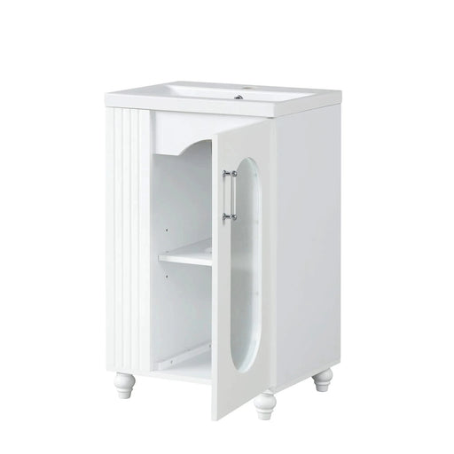 20' Bathroom Vanity with Sink, Bathroom Vanity Cabinet with Two-tier Shelf, Adjustable Shelf, Solid Wood and MDF, White(Old Sku:WF322518AAK) Default -DTYStore