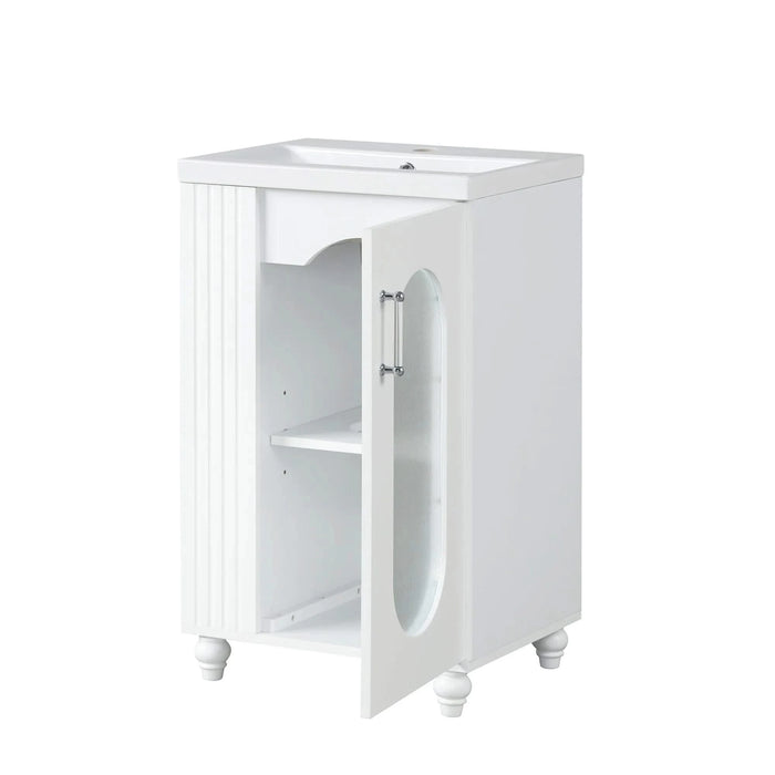 20' Bathroom Vanity with Sink, Bathroom Vanity Cabinet with Two-tier Shelf, Adjustable Shelf, Solid Wood and MDF, White(Old Sku:WF322518AAK) Default -DTYStore