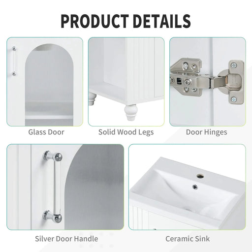 20' Bathroom Vanity with Sink, Bathroom Vanity Cabinet with Two-tier Shelf, Adjustable Shelf, Solid Wood and MDF, White(Old Sku:WF322518AAK) Default -DTYStore