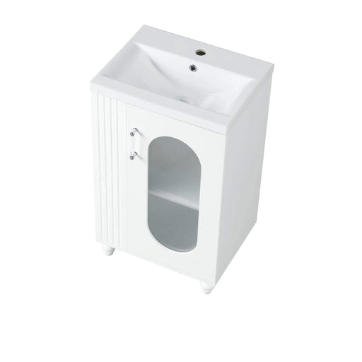 20' Bathroom Vanity with Sink, Bathroom Vanity Cabinet with Two-tier Shelf, Adjustable Shelf, Solid Wood and MDF, White(Old Sku:WF322518AAK) Default -DTYStore