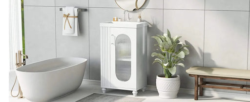 20' Bathroom Vanity with Sink, Bathroom Vanity Cabinet with Two-tier Shelf, Adjustable Shelf, Solid Wood and MDF, White(Old Sku:WF322518AAK) Default -DTYStore