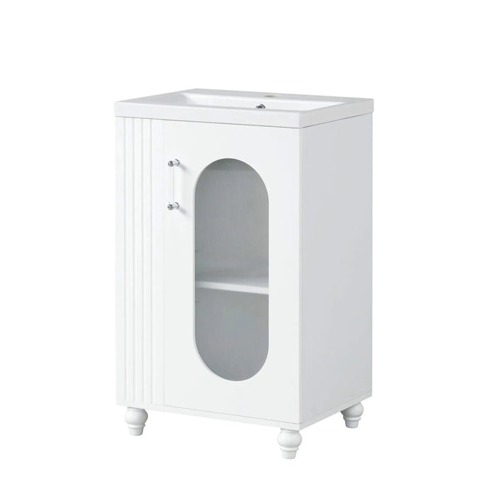 20' Bathroom Vanity with Sink, Bathroom Vanity Cabinet with Two-tier Shelf, Adjustable Shelf, Solid Wood and MDF, White(Old Sku:WF322518AAK) Default -DTYStore
