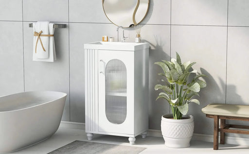 20' Bathroom Vanity with Sink, Bathroom Vanity Cabinet with Two-tier Shelf, Adjustable Shelf, Solid Wood and MDF, White(Old Sku:WF322518AAK) Default -DTYStore