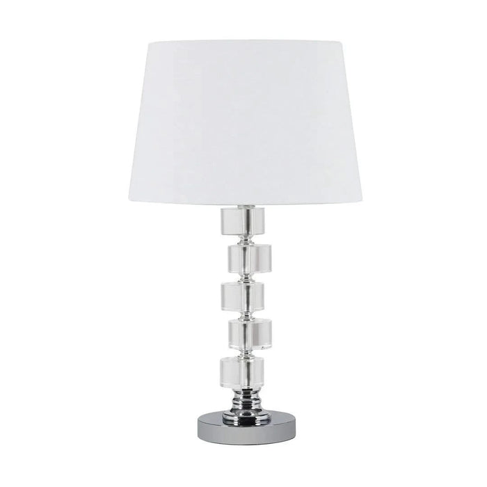 20' Crystal Round Stacked Cube Orbs Metal Table Lamp 'Adelaine', White Default -DTYStore