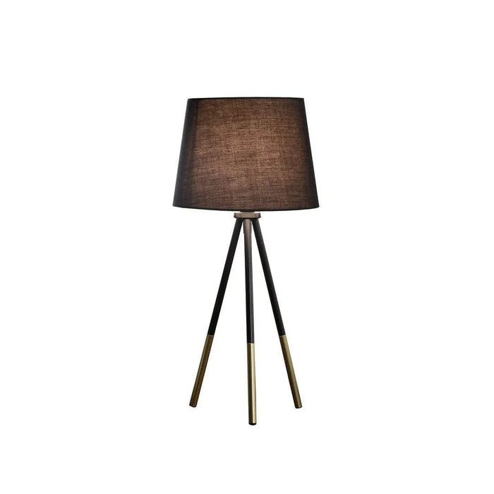 20' Tripod Leg Metal Table Lamp' Devon', Matte Black / Gold Metal Default -DTYStore