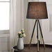 20' Tripod Leg Metal Table Lamp' Devon', Matte Black / Gold Metal Default -DTYStore