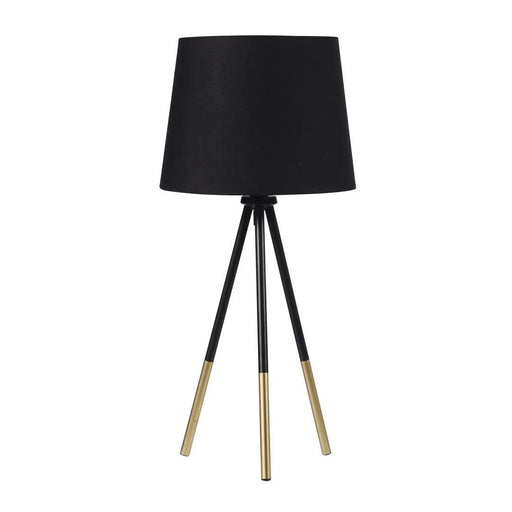 20' Tripod Leg Metal Table Lamp' Devon', Matte Black / Gold Metal Default -DTYStore