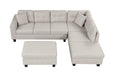105" Modern Sectional Sofa with Storage Ottoman, L-Shape Couch with 2 Pillows and Cup Holder,Sectional Sofa with Reversible Chaise for Living Room,Light Gray - DTYStore