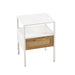 15.75" Rattan End table with drawer, Modern nightstand, metal legs,side table for living room, bedroom,white(1 pc) - DTYStore
